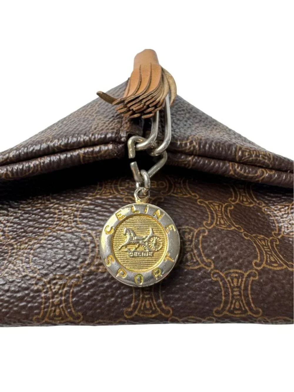 Celine Triangle Coin Purse Macadam Carriage Tassel Vintage